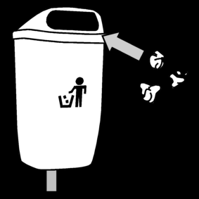 afval in vuilnisbak doen